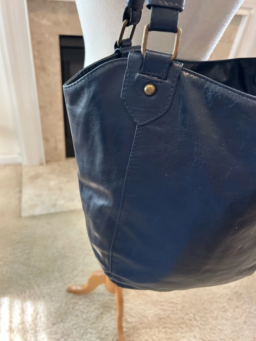 Latigo Navy Leather Tote Bag